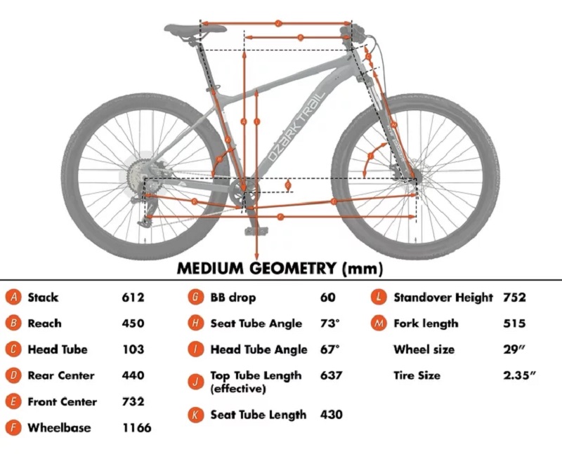 gt mountain bike frame size chart